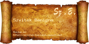 Szvitek Benigna névjegykártya